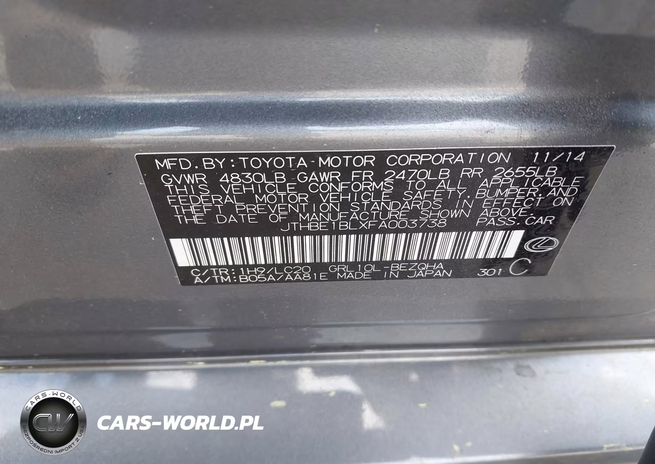 2015 Lexus Gs 350 VIN:JTHBE1BLXFA003738 - 9