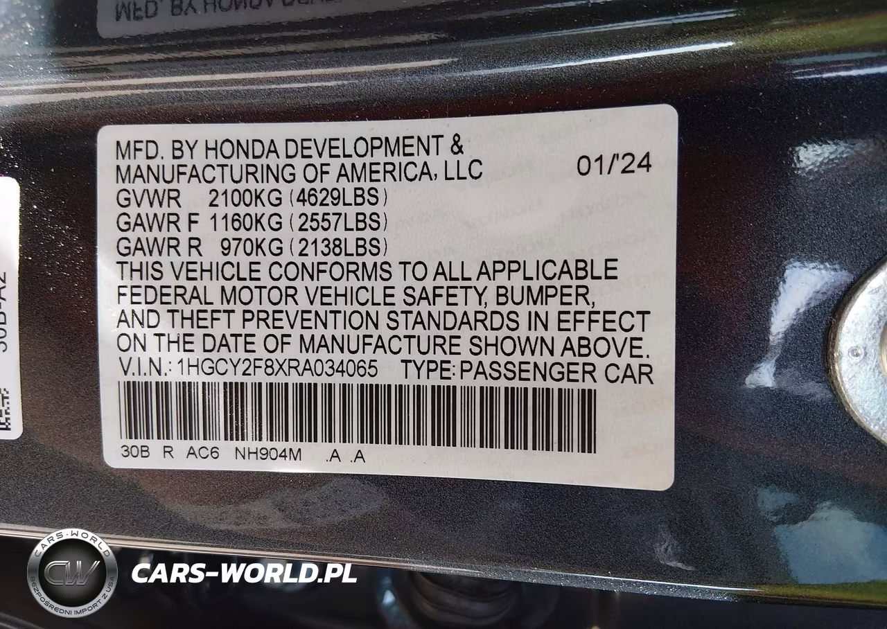 2024 Honda Accord Hybrid Touring VIN:1HGCY2F8XRA034065 - 9