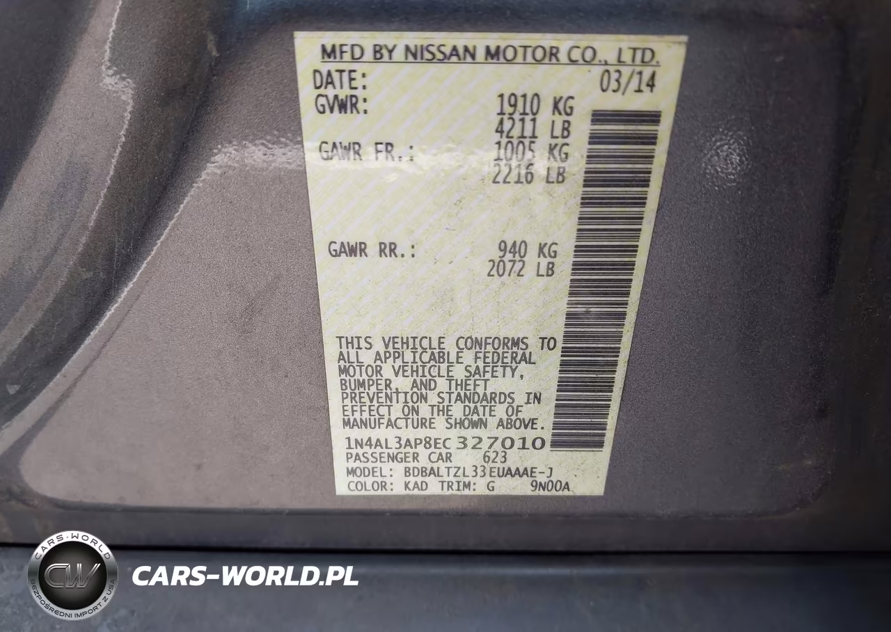 2014 Nissan Altima 2.5 Sv VIN:1N4AL3AP8EC327010 - 9
