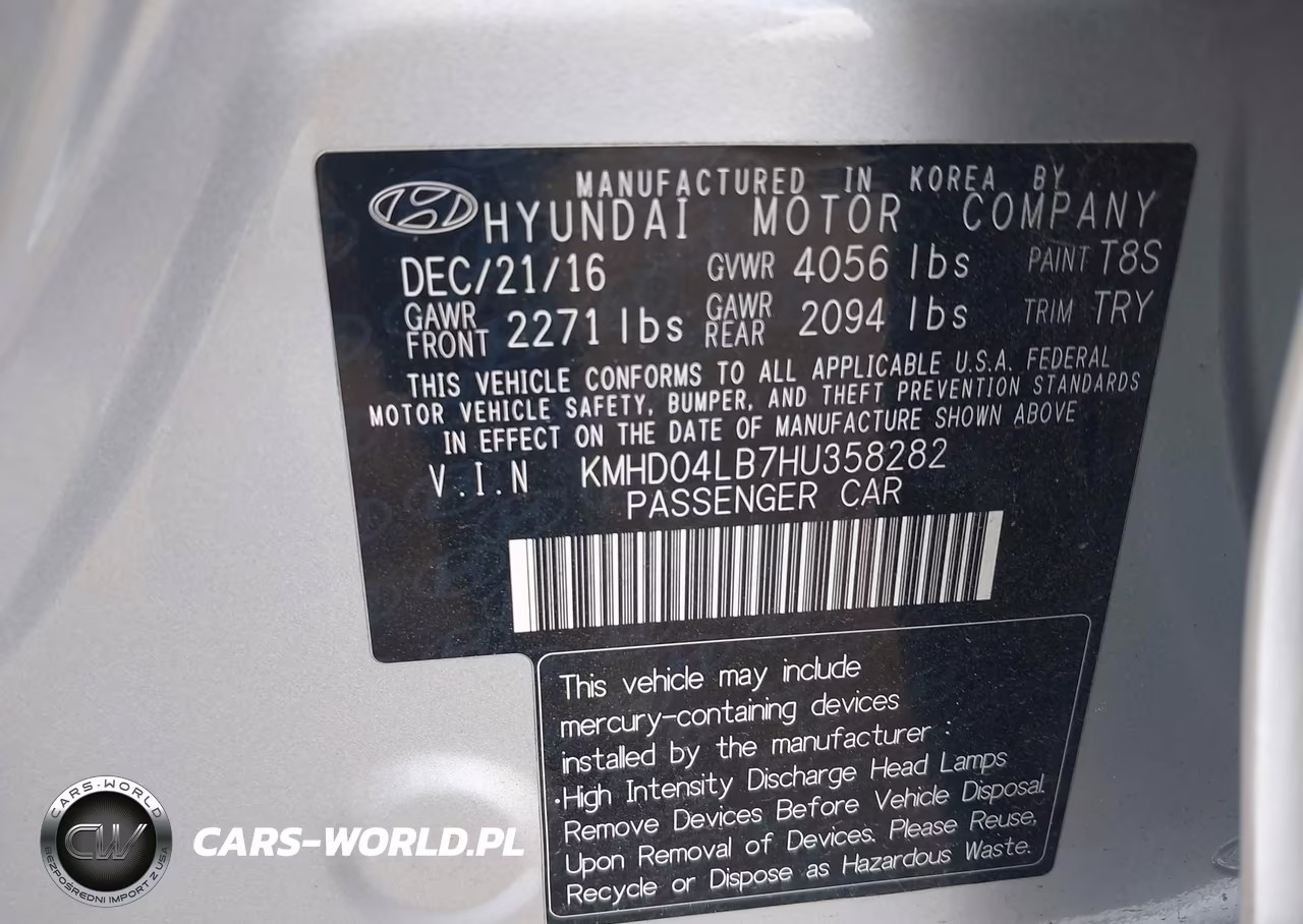 2017 Hyundai Elantra Sport VIN:KMHD04LB7HU358282 - 9
