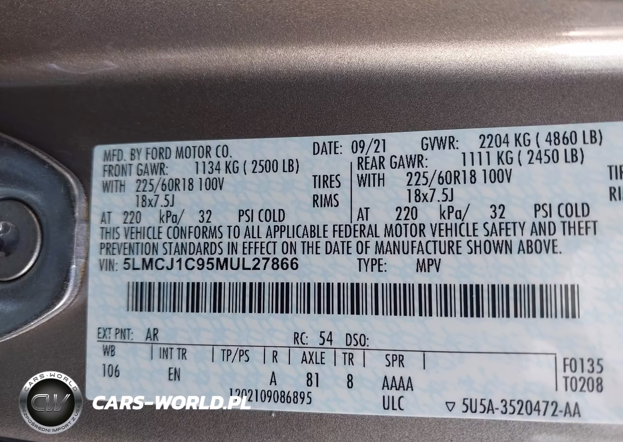 2021 Lincoln Corsair Standard VIN:5LMCJ1C95MUL27866 - 9