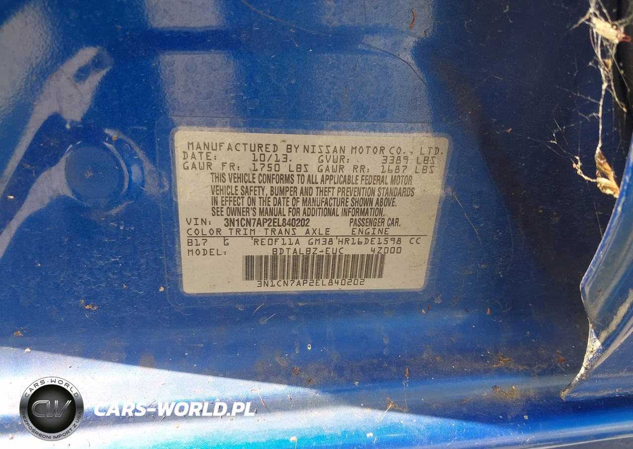 2014 Nissan Versa 1.6 Sv VIN:3N1CN7AP2EL840202 - 9