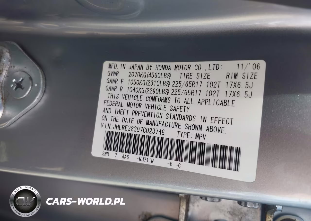 2007 Honda Cr-V Lx VIN:JHLRE38397C023748 - 9