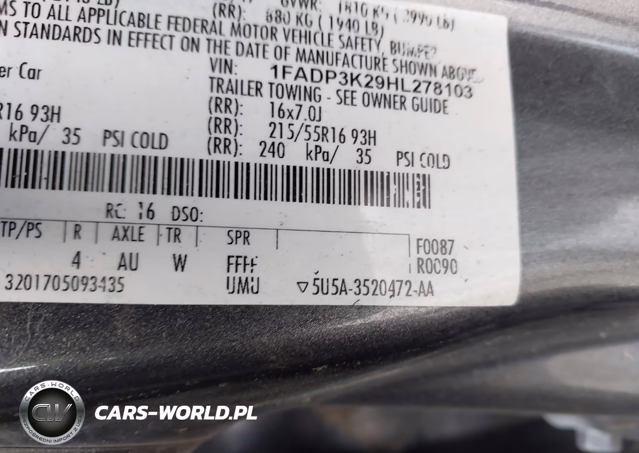 2017 Ford Focus Se VIN:1FADP3K29HL278103 - 9