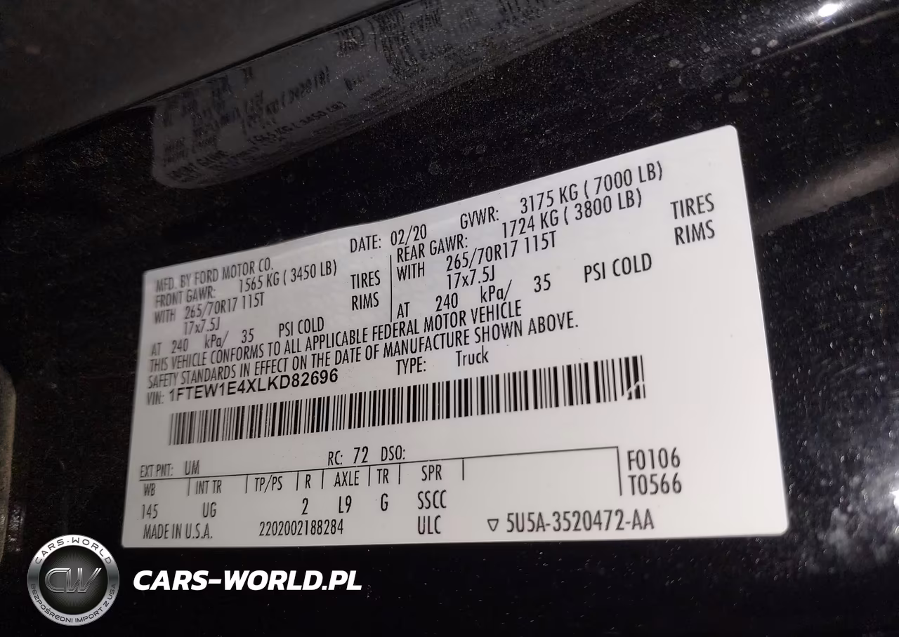 2020 Ford F-150 Xlt VIN:1FTEW1E4XLKD82696 - 9