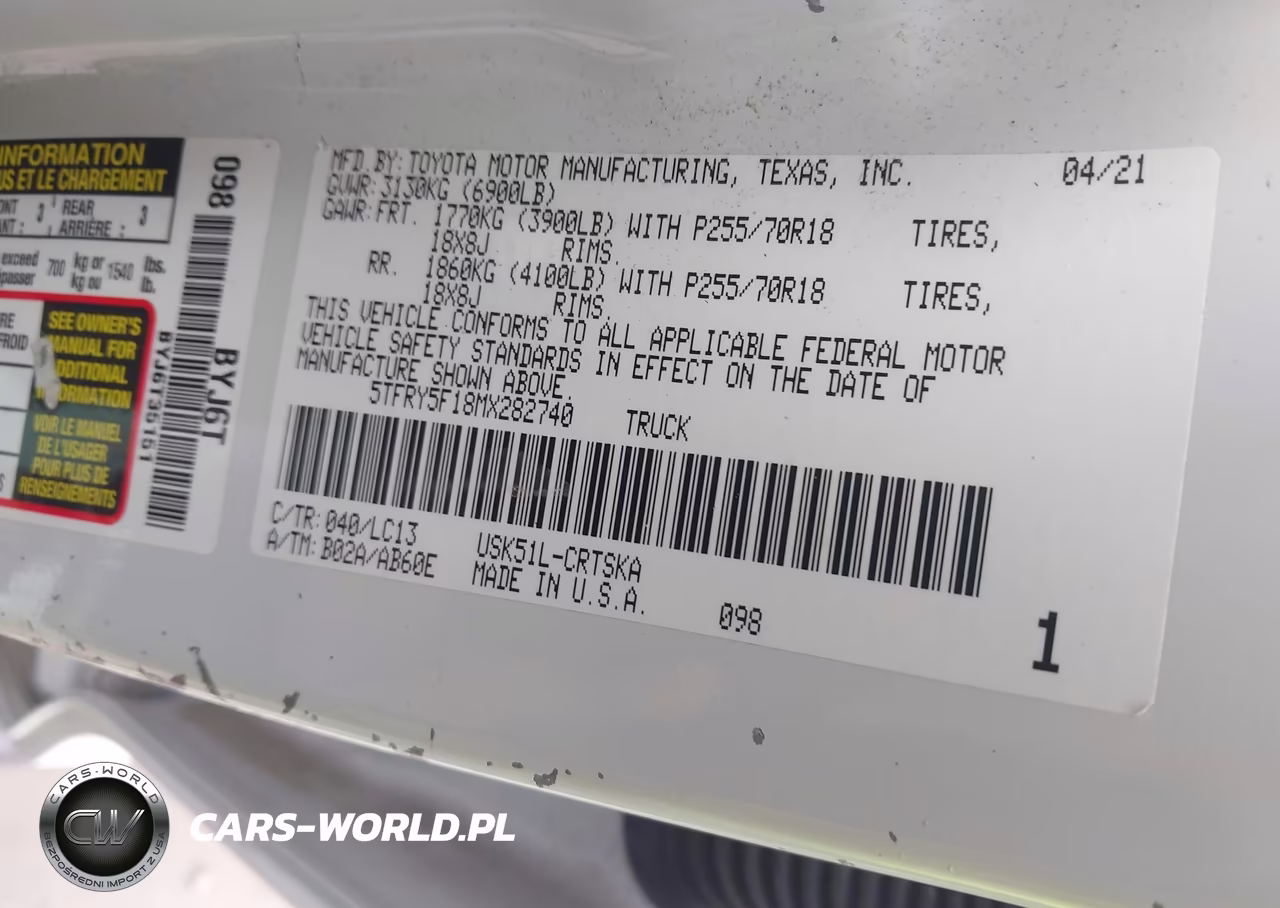 2021 Toyota Tundra Sr VIN:5TFRY5F18MX282740 - 9