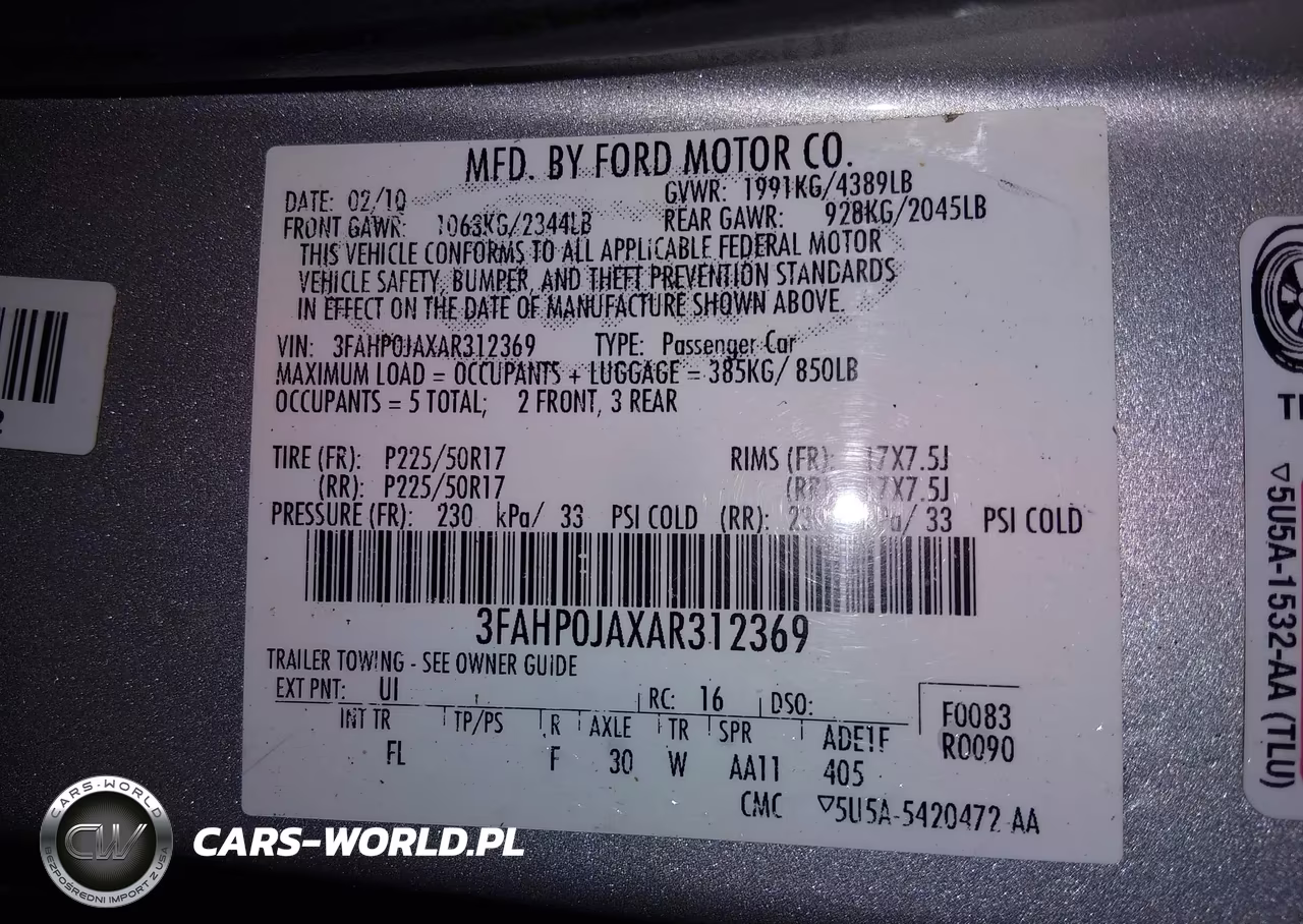 2010 Ford Fusion Sel VIN:3FAHP0JAXAR312369 - 9