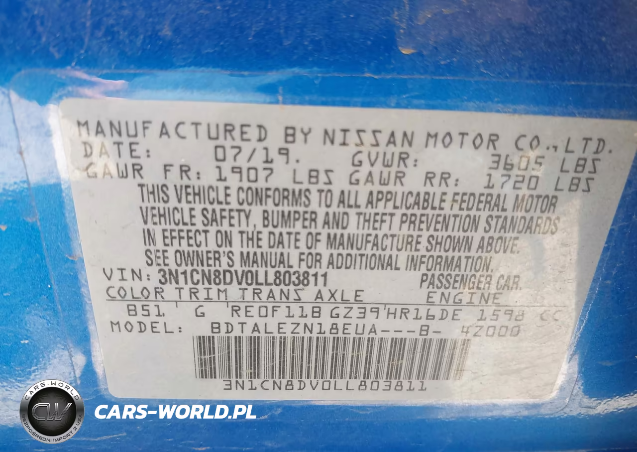2020 Nissan Versa S Xtronic Cvt VIN:3N1CN8DV0LL803811 - 9