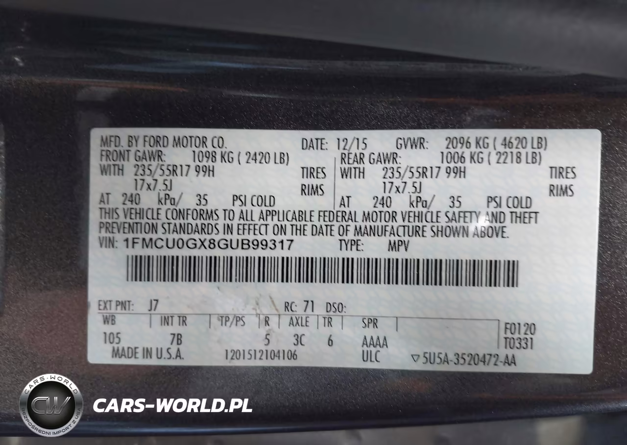 2016 Ford Escape Se VIN:1FMCU0GX8GUB99317 - 9