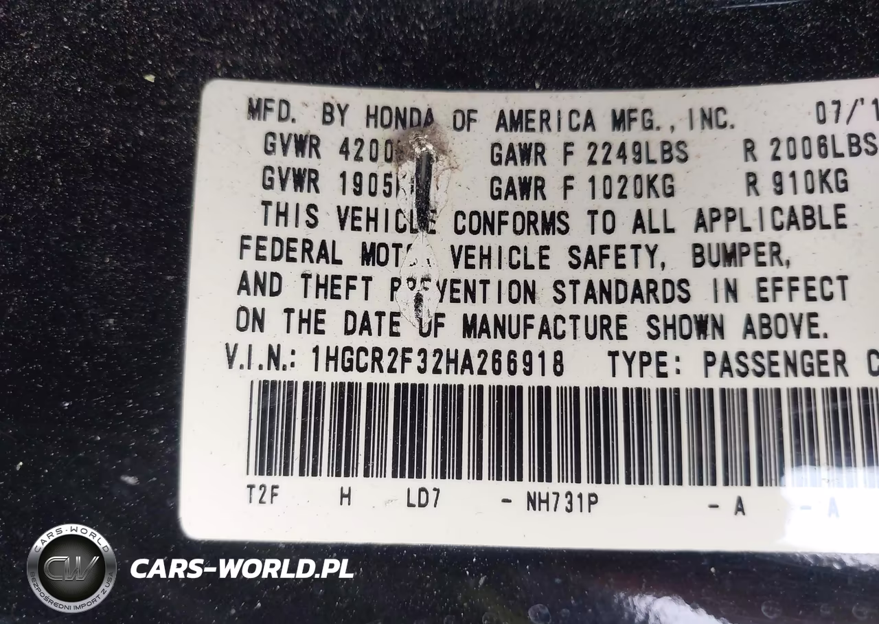 2017 Honda Accord Lx VIN:1HGCR2F32HA266918 - 9