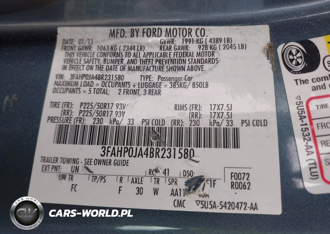 2011 Ford Fusion Sel VIN:3FAHP0JA4BR231580 - 9
