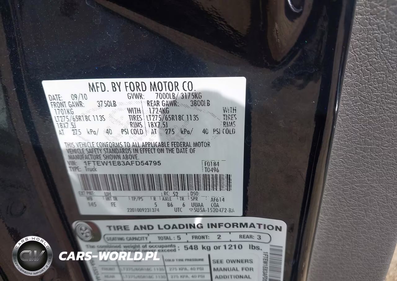 2010 Ford F-150 Xl-Xlt VIN:1FTEW1E83AFD54795 - 9