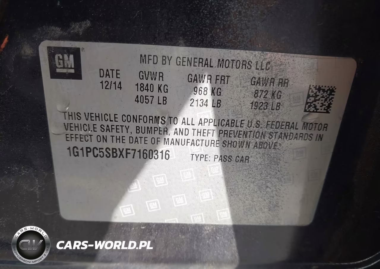 2015 Chevrolet Cruze 1Lt Auto VIN:1G1PC5SBXF7160316 - 9