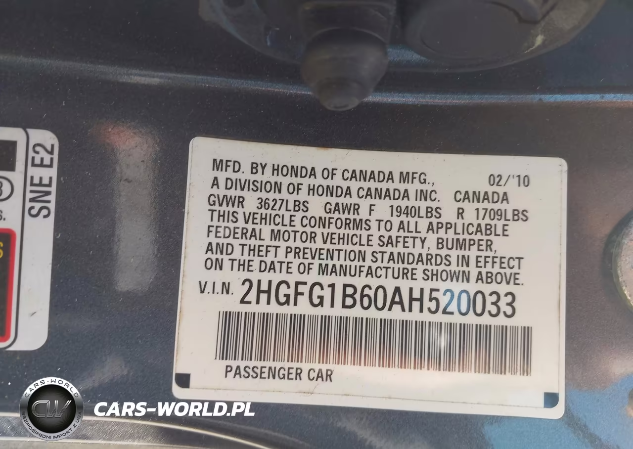 2010 Honda Civic Lx VIN:2HGFG1B60AH520033 - 9