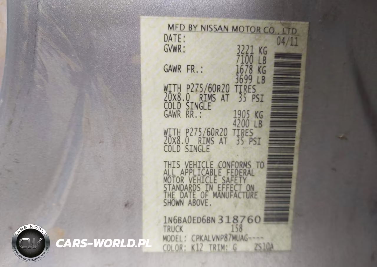 2011 Nissan Titan Sl VIN:1N6BA0ED6BN318760 - 9