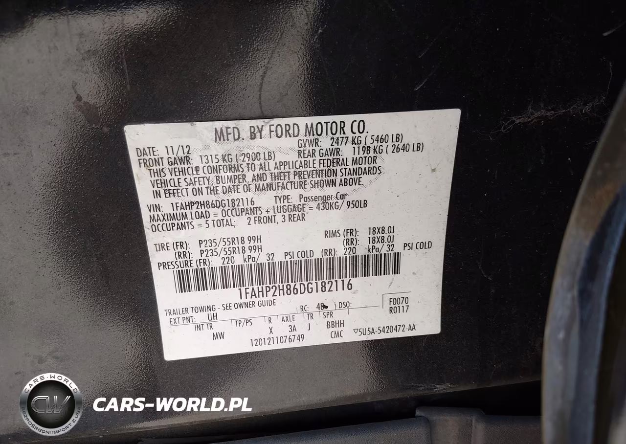 2013 Ford Taurus Sel VIN:1FAHP2H86DG182116 - 9