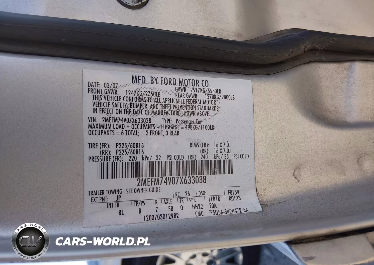 2007 Mercury Grand Marquis Gs VIN:2MEFM74V07X633038 - 9