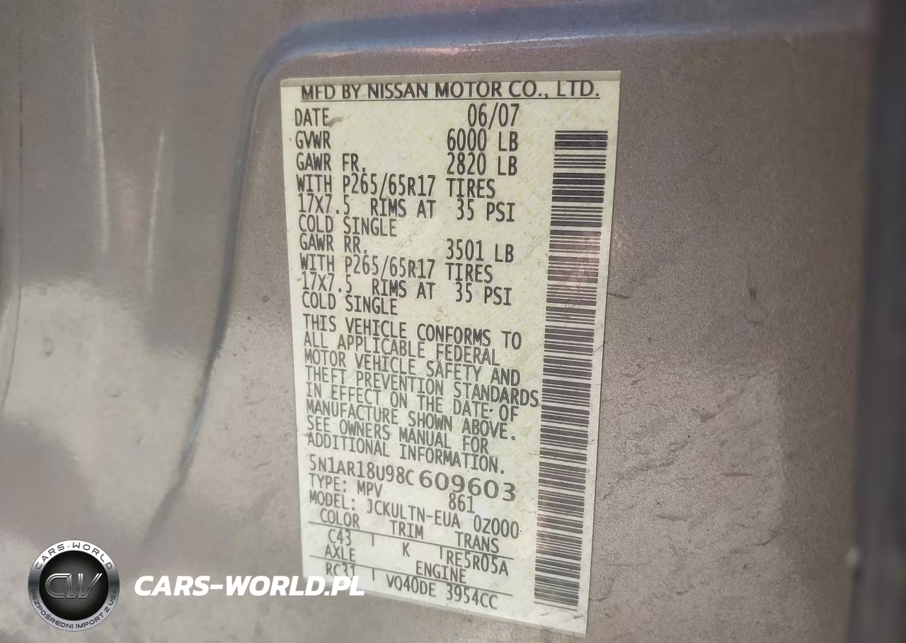 2008 Nissan Pathfinder Se VIN:5N1AR18U98C609603 - 9