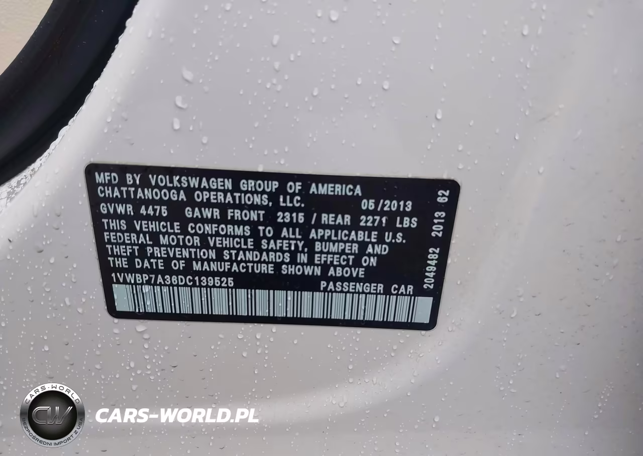 2013 Volkswagen Passat 2.5L Se VIN:1VWBP7A36DC139525 - 9