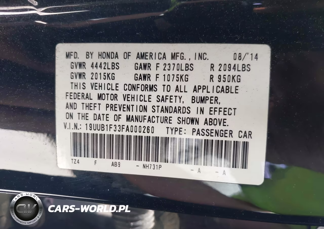 2015 Acura Tlx VIN:19UUB1F33FA000260 - 9