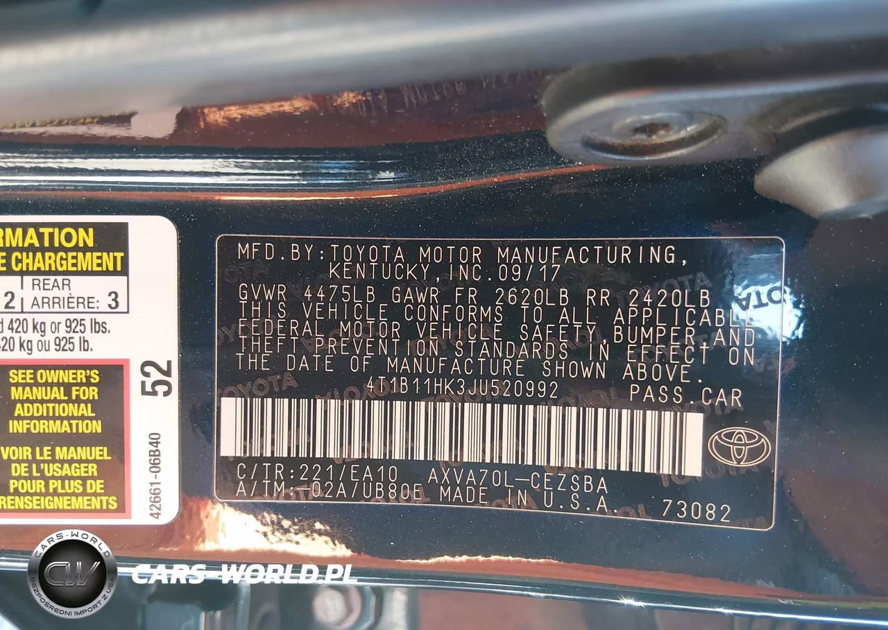 2018 Toyota Camry Se VIN:4T1B11HK3JU520992 - 9