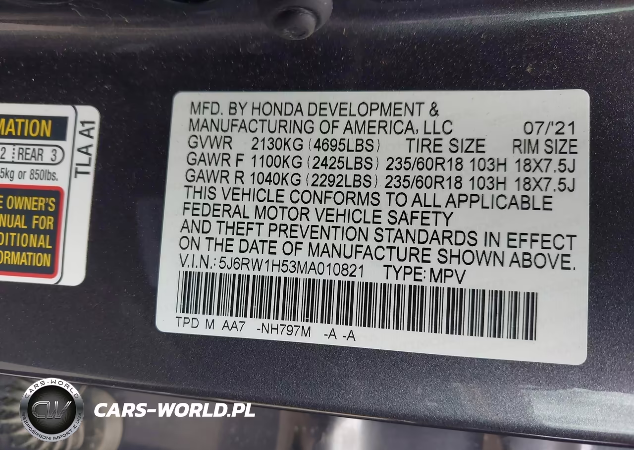 2021 Honda Cr-V 2Wd Ex VIN:5J6RW1H53MA010821 - 9