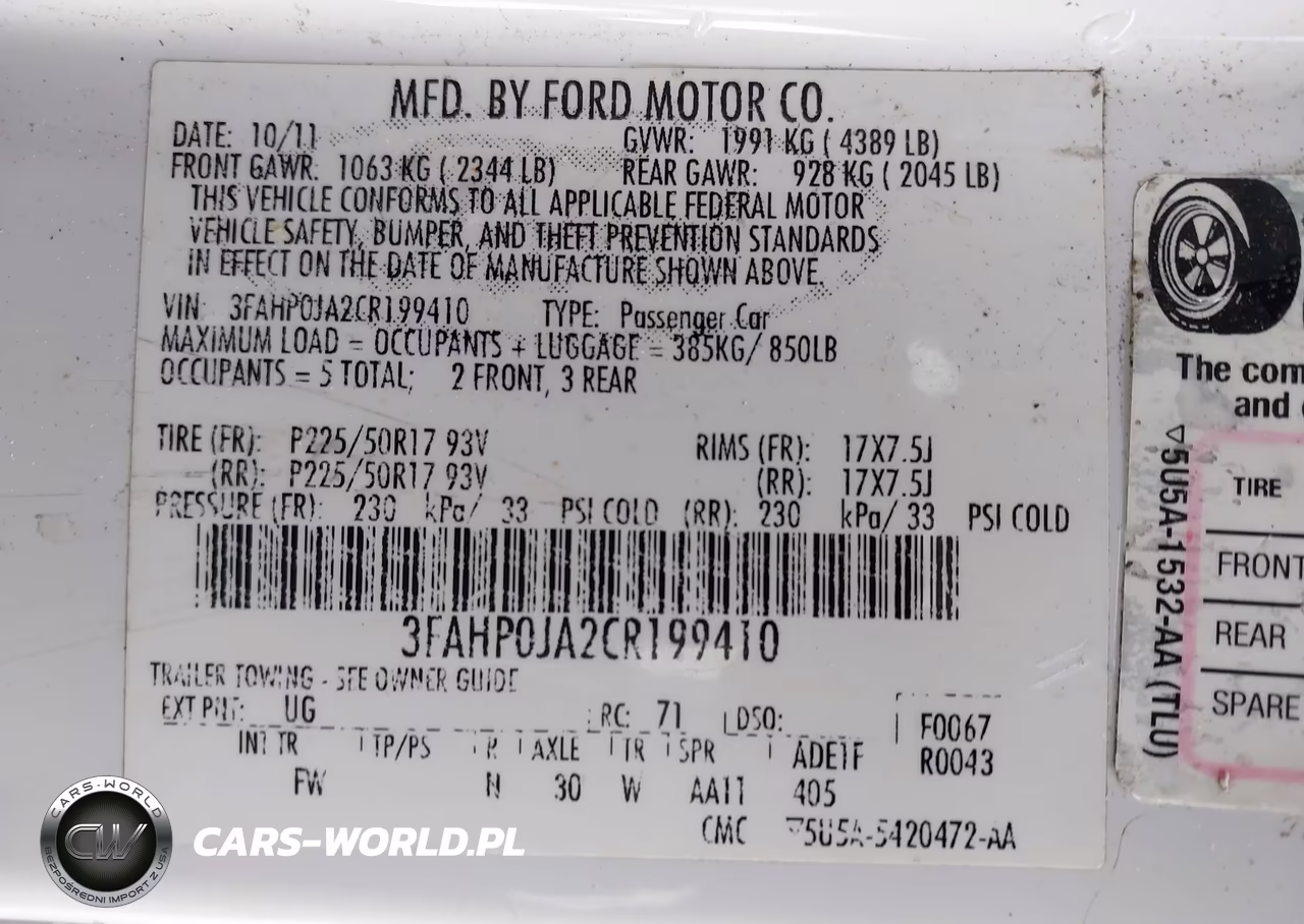 2012 Ford Fusion Sel VIN:3FAHP0JA2CR199410 - 9