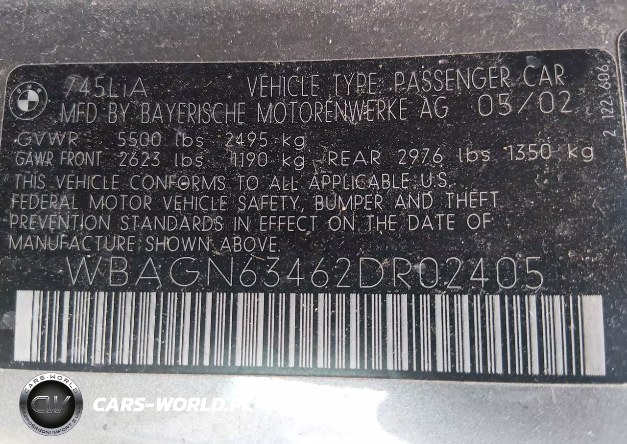 2002 BMW 745Li VIN:WBAGN63462DR02405 - 9