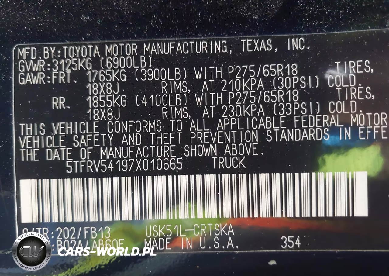 2007 Toyota Tundra Sr5 V8 VIN:5TFRV54197X010665 - 9