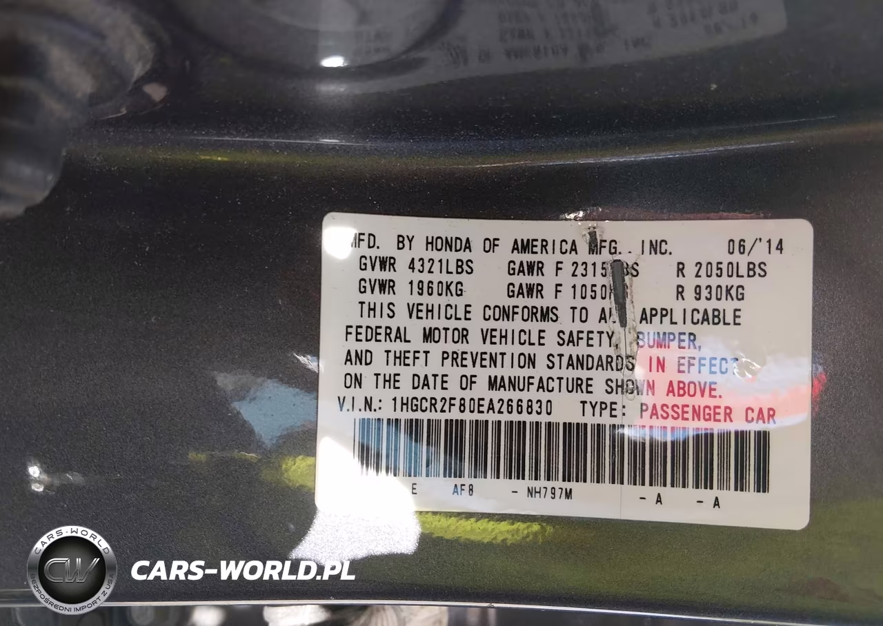 2014 Honda Accord Ex-L VIN:1HGCR2F80EA266830 - 9