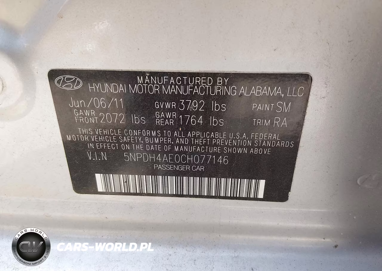 2012 Hyundai Elantra Gls VIN:5NPDH4AE0CH077146 - 9
