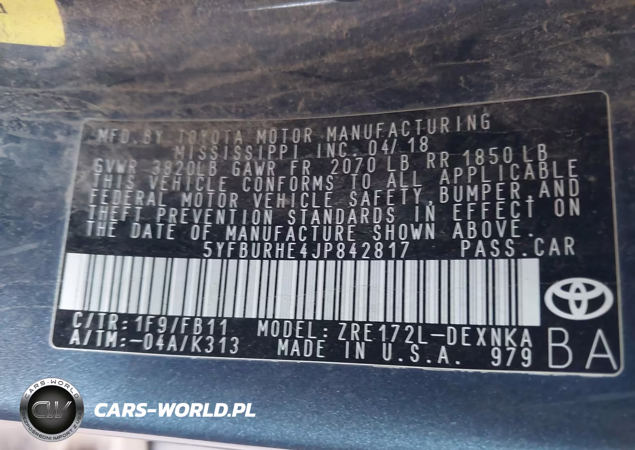 2018 Toyota Corolla Le VIN:5YFBURHE4JP842817 - 9