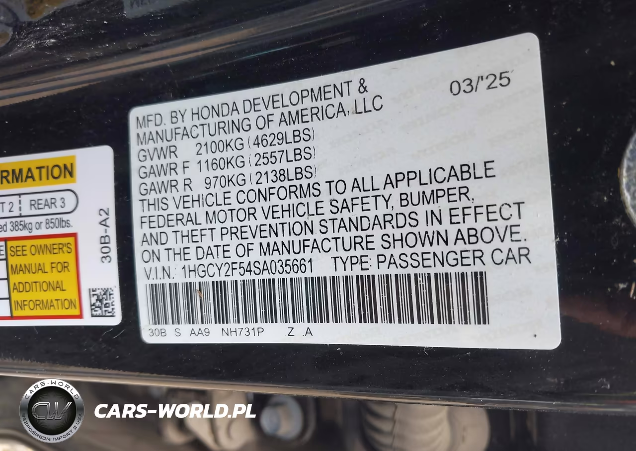 2025 Honda Accord Hybrid Sport VIN:1HGCY2F54SA035661 - 9