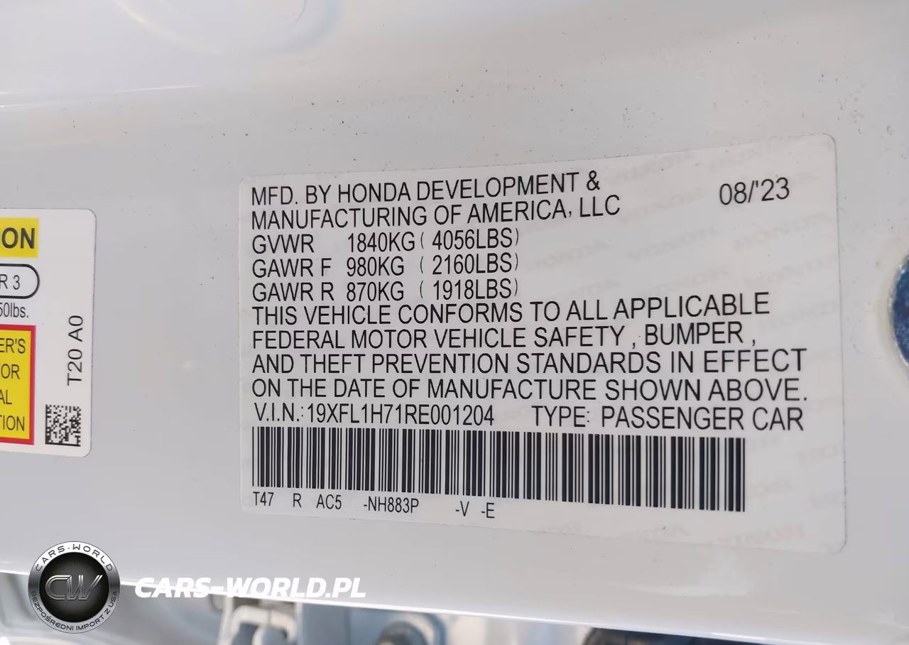 2024 Honda Civic Ex-L VIN:19XFL1H71RE001204 - 9