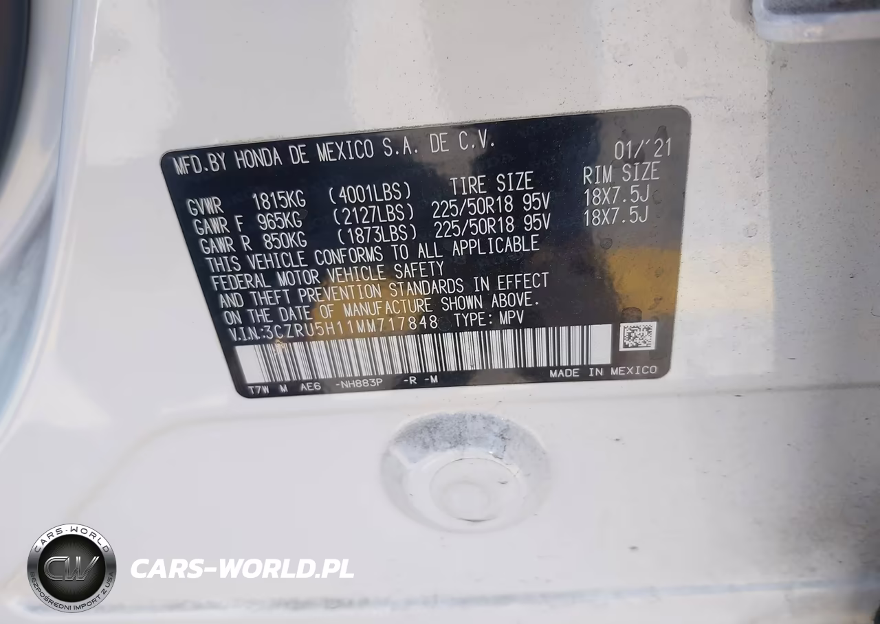 2021 Honda Hr-V 2Wd Sport VIN:3CZRU5H11MM717848 - 9