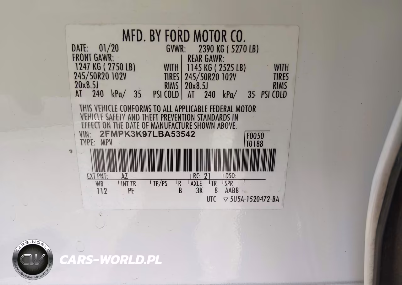 2020 Ford Edge Titanium VIN:2FMPK3K97LBA53542 - 9