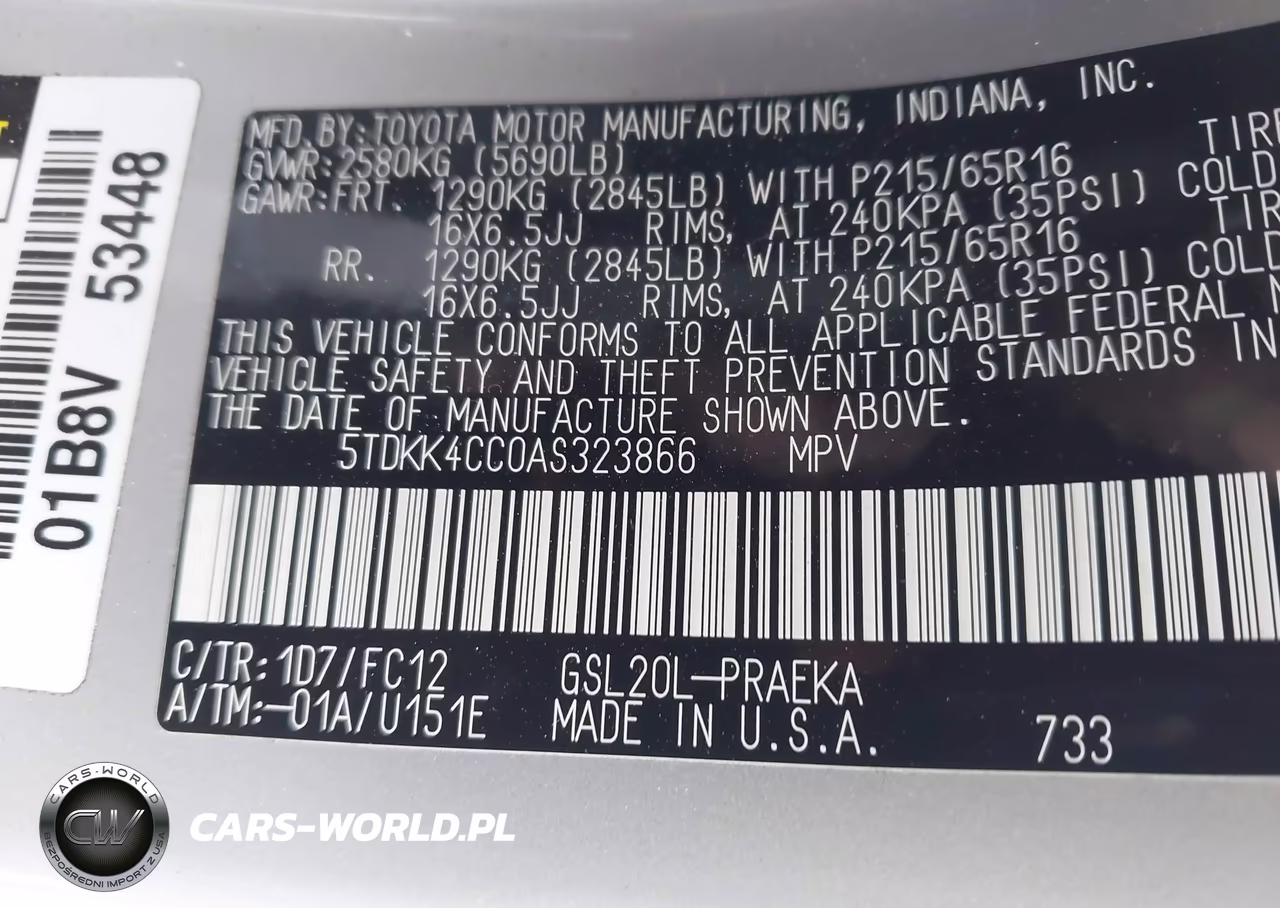 2010 Toyota Sienna Le VIN:5TDKK4CC0AS323866 - 9