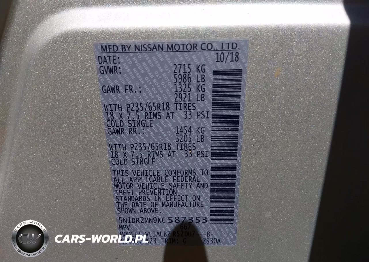 2019 Nissan Pathfinder S VIN:5N1DR2MN9KC587353 - 9