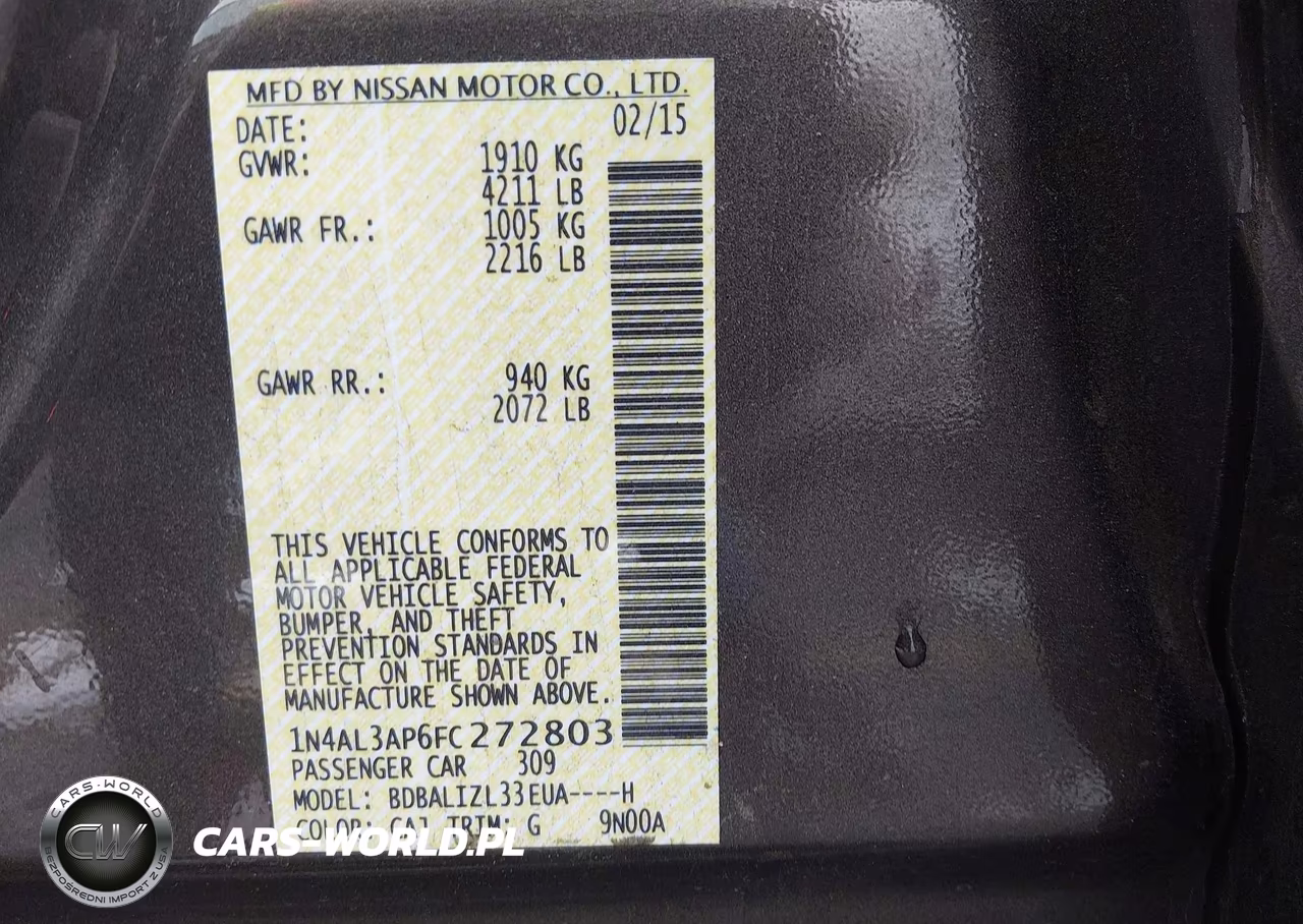 2015 Nissan Altima 2.5 Sv VIN:1N4AL3AP6FC272803 - 9