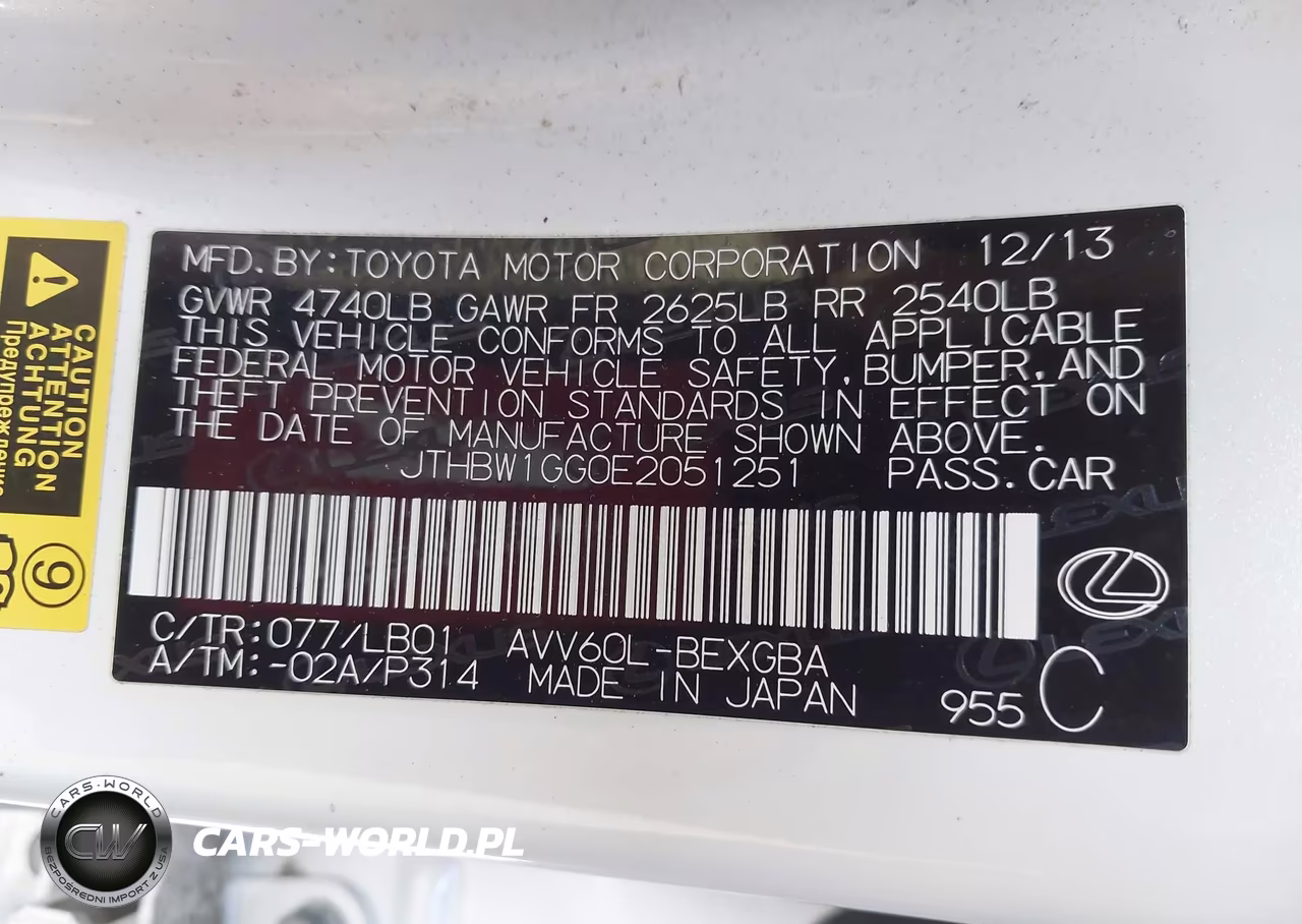 2014 Lexus Es 300H VIN:JTHBW1GG0E2051251 - 9