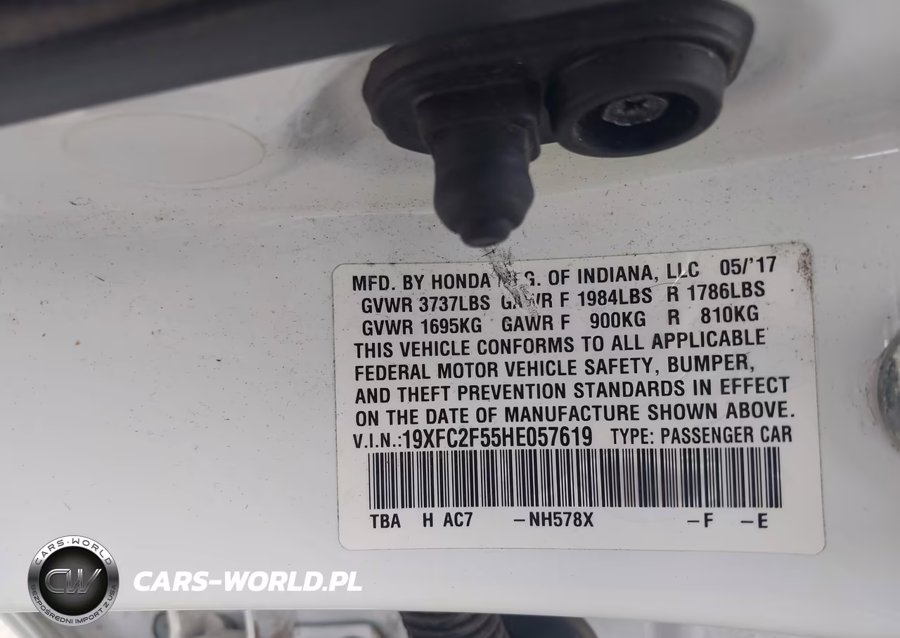 2017 Honda Civic Lx VIN:19XFC2F55HE057619 - 9