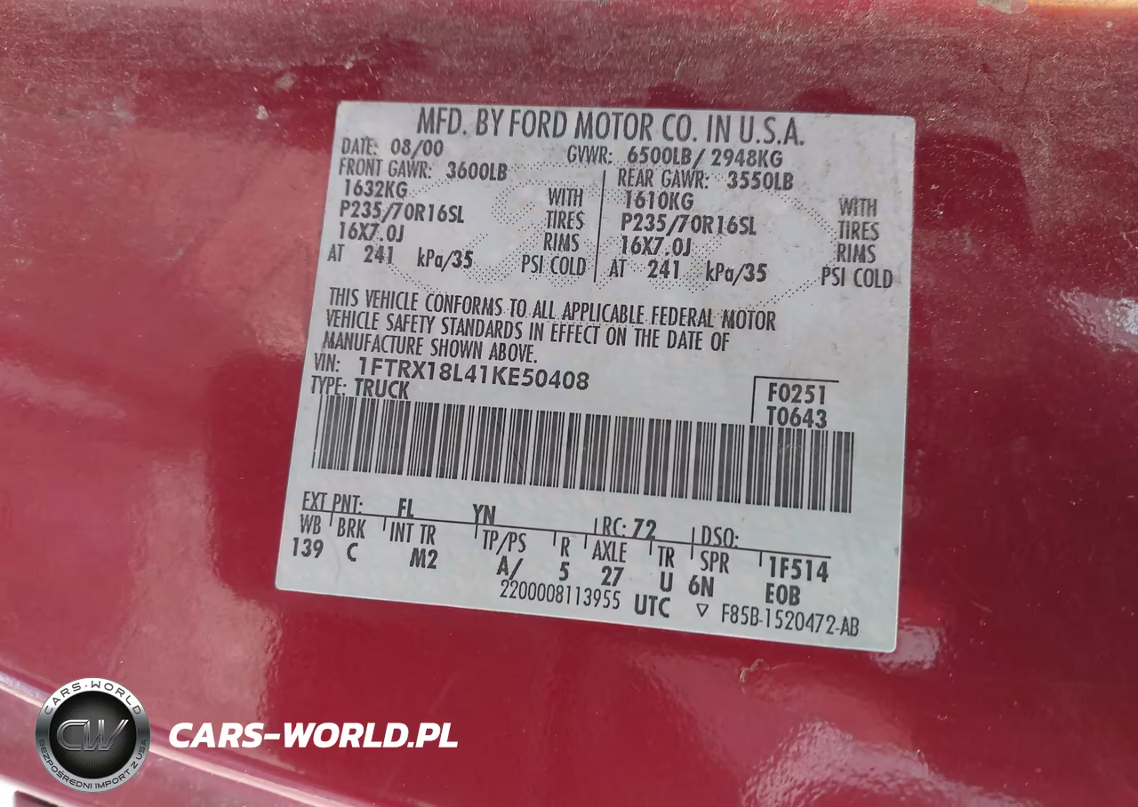 2001 Ford F-150 Lariat-Xl-Xlt VIN:1FTRX18L41KE50408 - 9