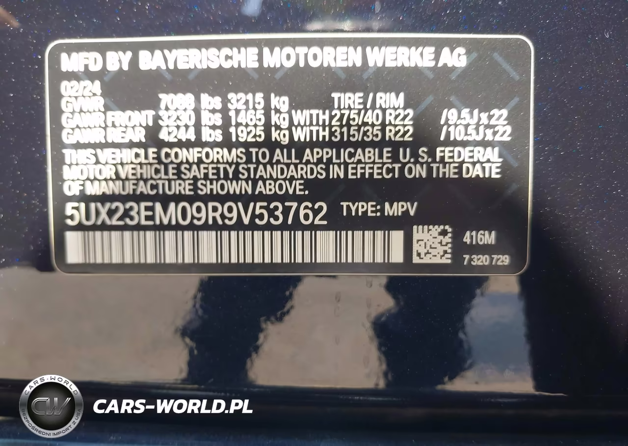 2024 BMW X7 xDrive40I VIN:5UX23EM09R9V53762 - 9