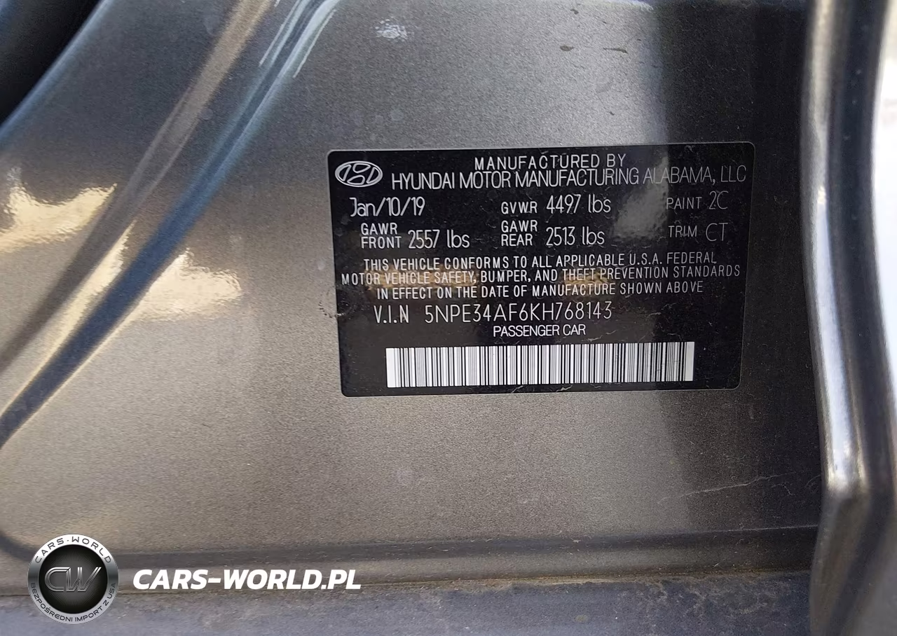 2019 Hyundai Sonata Sel VIN:5NPE34AF6KH768143 - 9