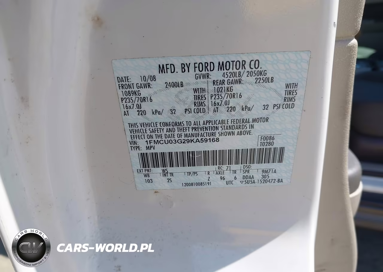2009 Ford Escape Xlt VIN:1FMCU03G29KA59168 - 9