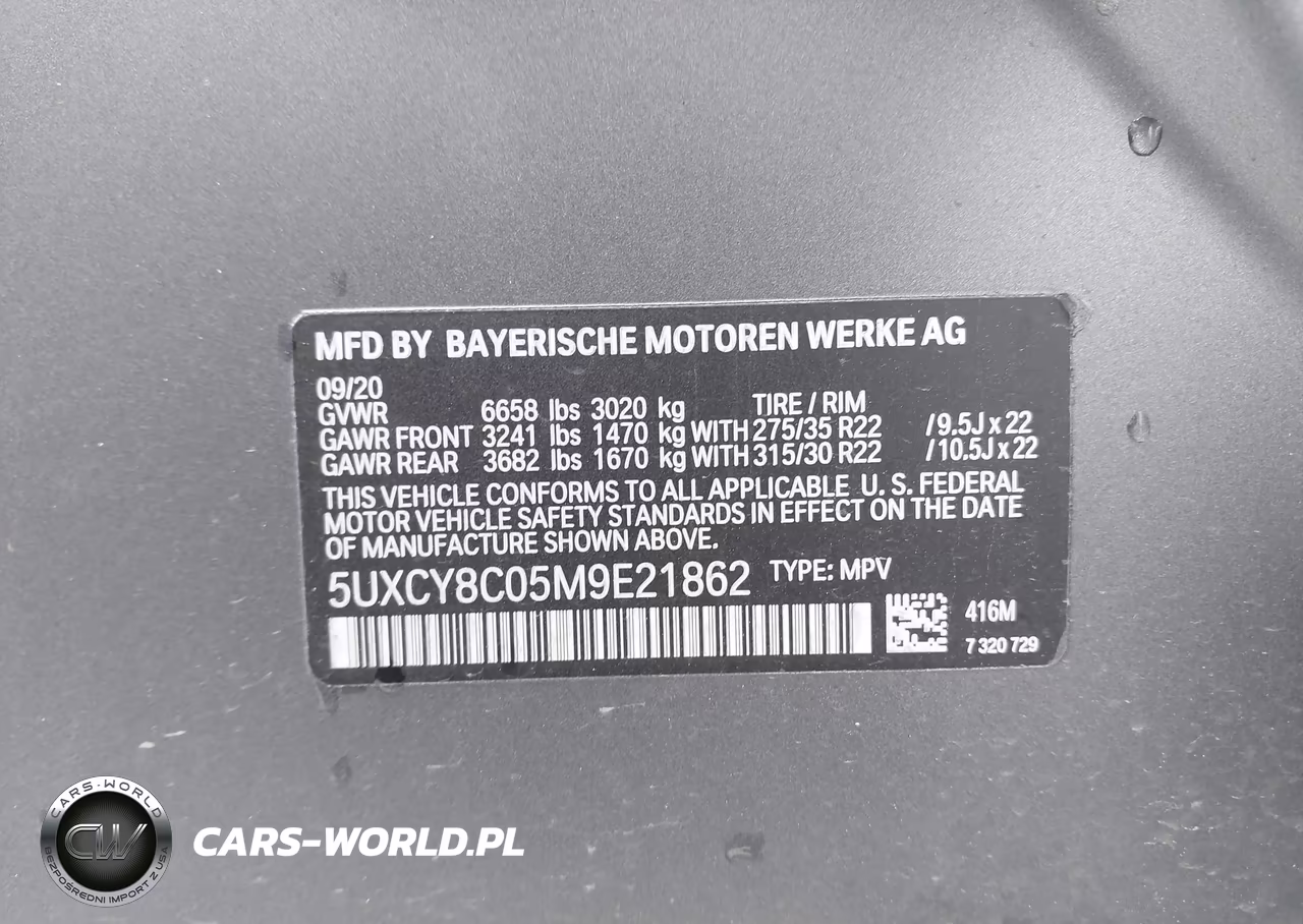 2021 BMW X6 M50I VIN:5UXCY8C05M9E21862 - 9
