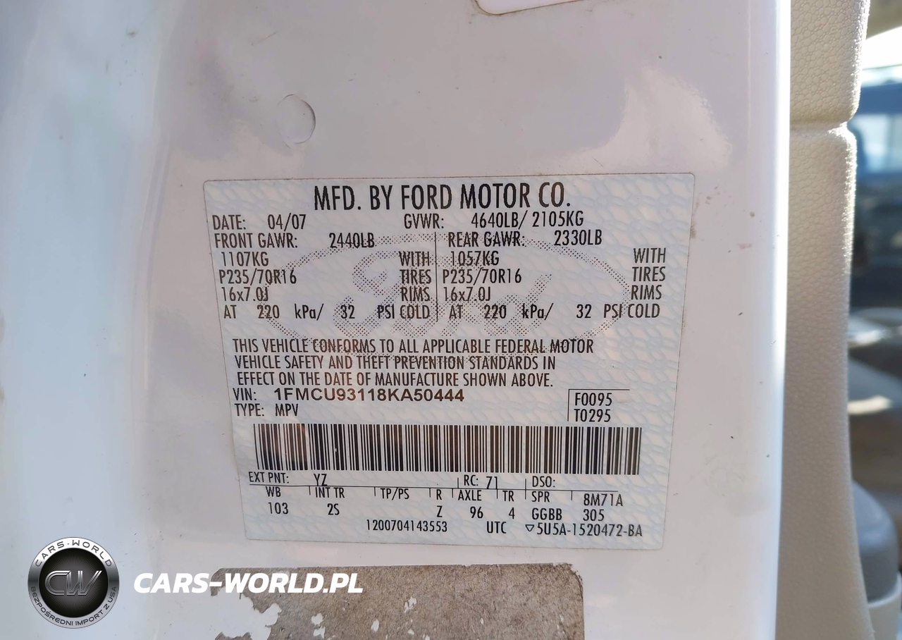 2008 Ford Escape Xlt VIN:1FMCU93118KA50444 - 9