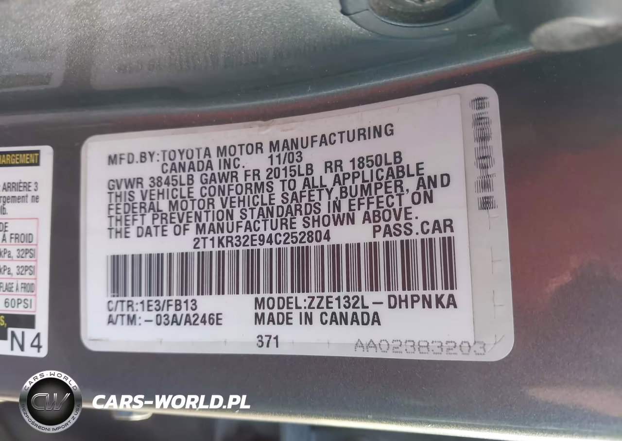 2004 Toyota Matrix Xr VIN:2T1KR32E94C252804 - 9