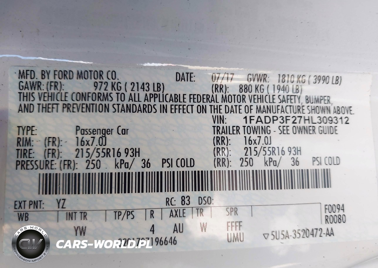 2017 Ford Focus Se VIN:1FADP3F27HL309312 - 9