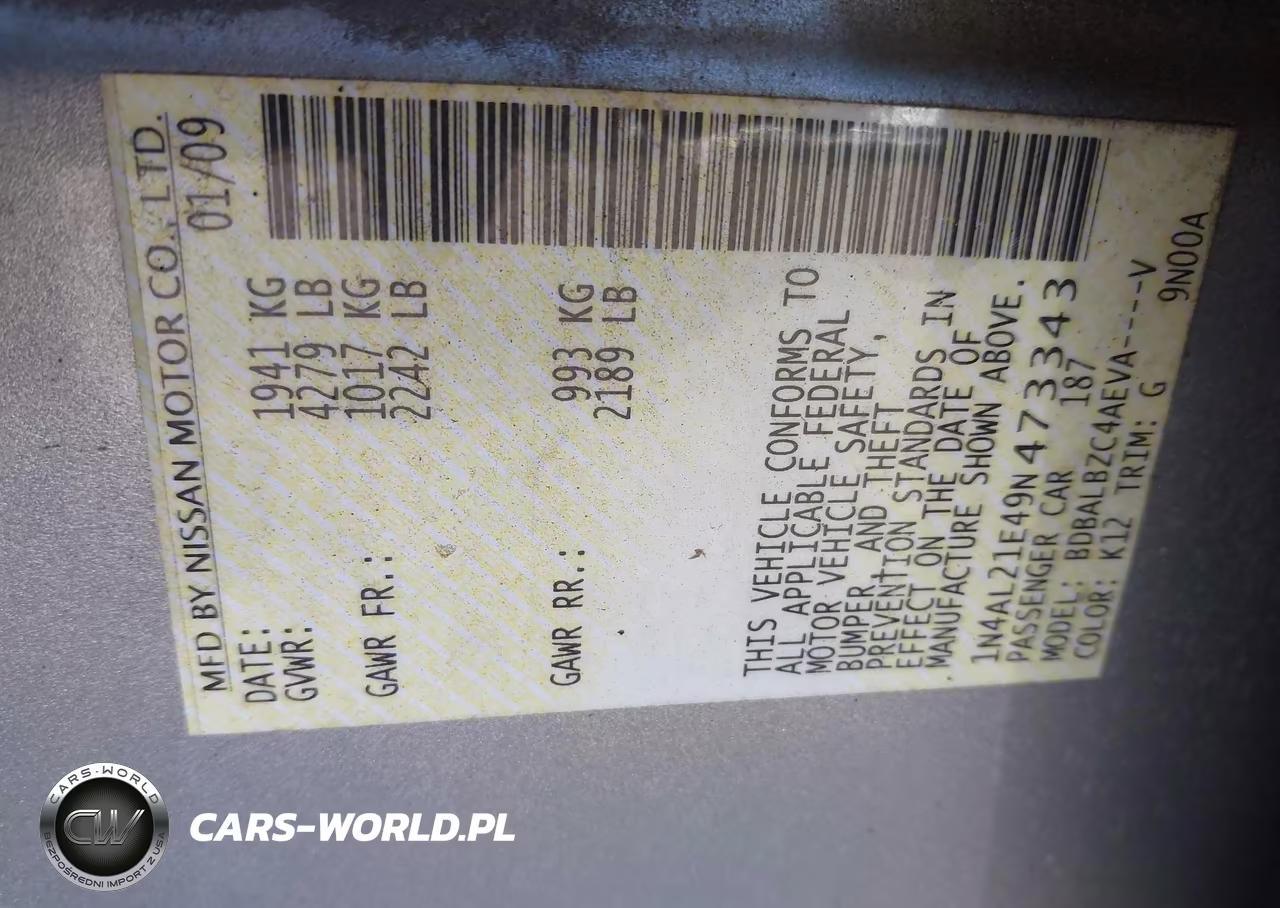 2009 Nissan Altima 2.5 S VIN:1N4AL21E49N473343 - 9